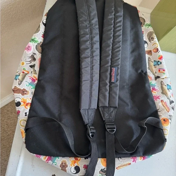 JanSport White Cream Backpack with Food/Animal/Fun Print - Picture 4 of 6